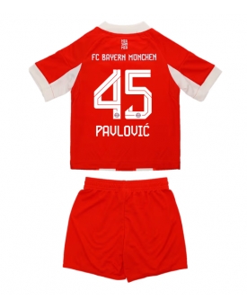 Billige Fotballdrakt Bayern Munich Aleksandar Pavlovic #45 Replika Hjemmedraktsett Barn 2025-26 Kortermet (med bukser)